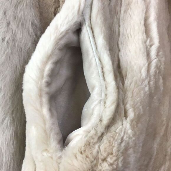 Nordstrom Vintage Beige Sheared Beaver with White Fox Collar Fur Mob Boss Wife - Picture 5 of 15